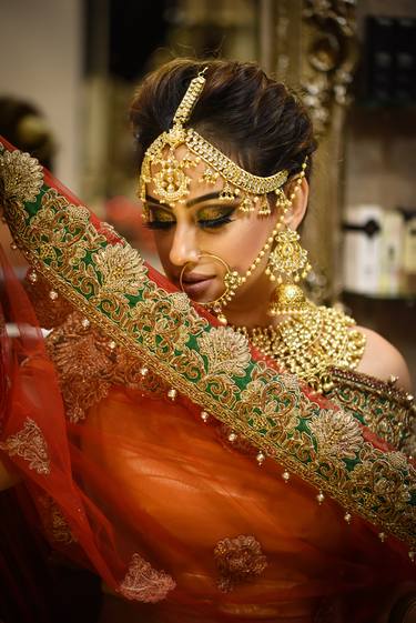 Indian Bride with Red Wedding Dress & yellow gold jewellery - Limited Edition 10 of 10 thumb