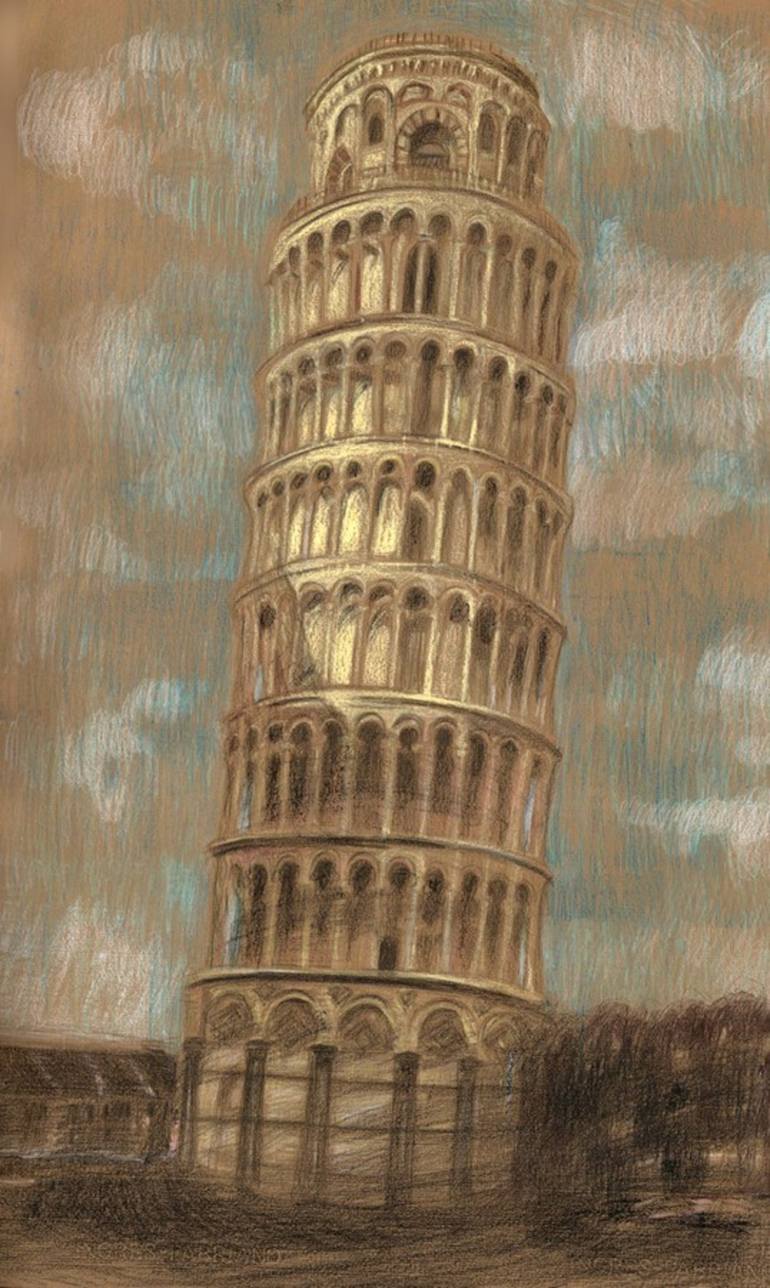 leaning tower of pisa drawing