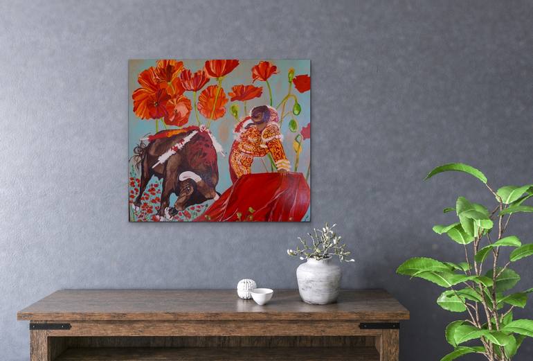 Original Expressionism Floral Painting by Sara Peso White