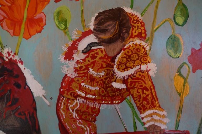 Original Expressionism Floral Painting by Sara Peso White