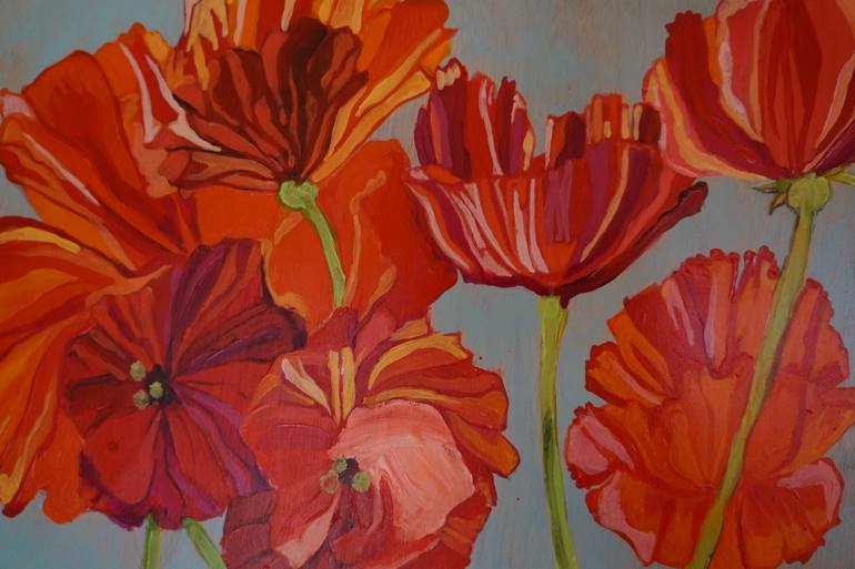 Original Expressionism Floral Painting by Sara Peso White