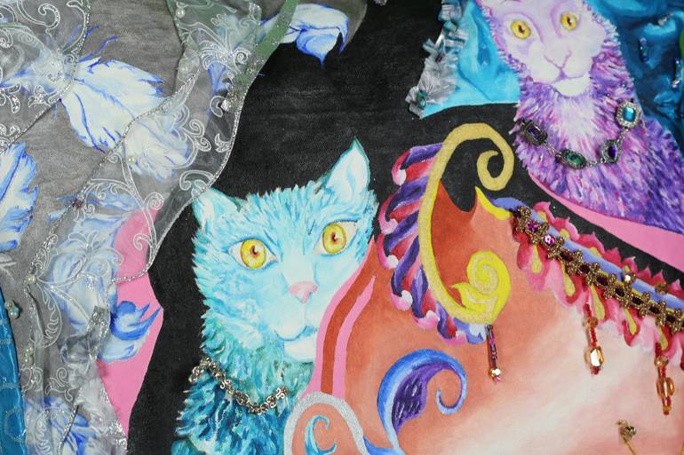 Original Cats Painting by Lorena Laird