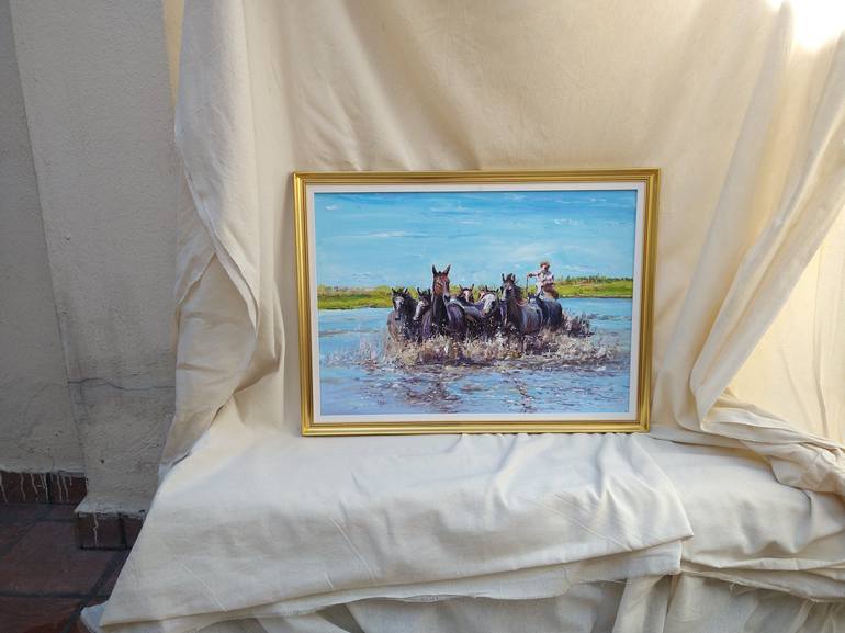 Original Impressionism Horse Painting by Federico Tesei