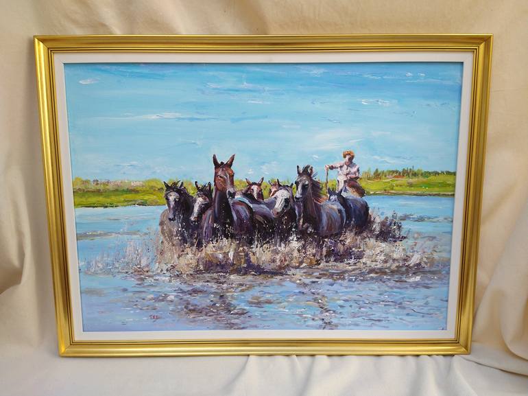 Original Impressionism Horse Painting by Federico Tesei