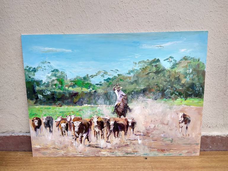 Original Neo-impressionism Horse Painting by Federico Tesei