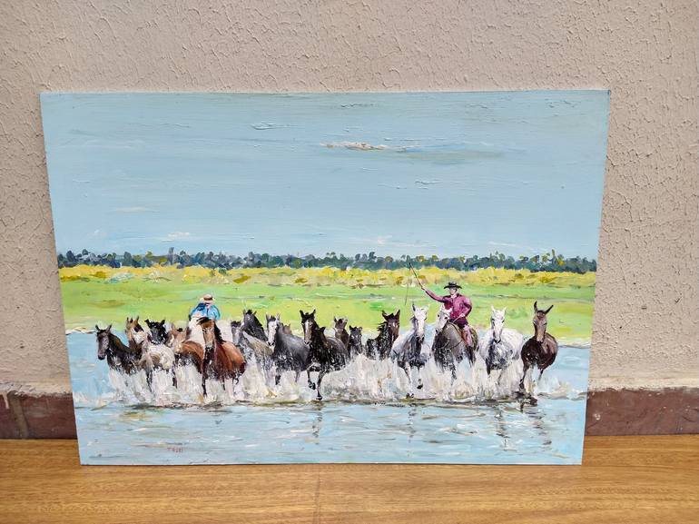 Original Impressionism Horse Painting by Federico Tesei