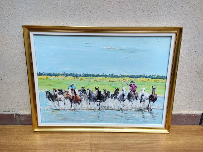 Original Impressionism Horse Painting by Federico Tesei