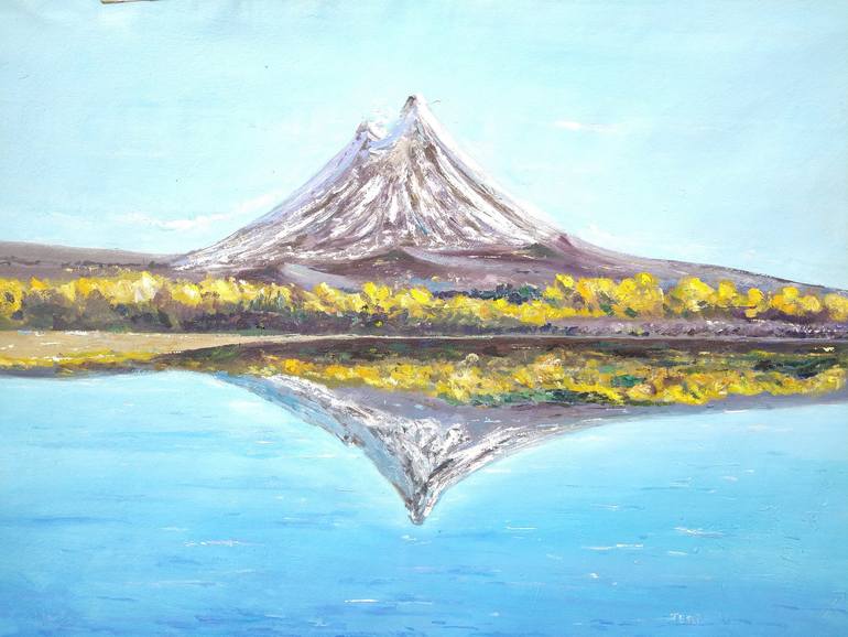 Original Landscape Painting by Federico Tesei | Classicism Art on Canvas | Mountain in the lake