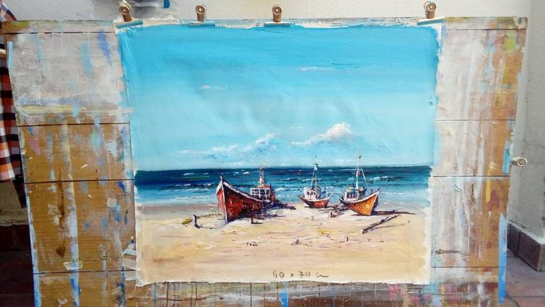 Original Figurative Beach Painting by Federico Tesei