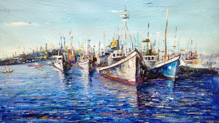 Original Boat Painting by Federico Tesei