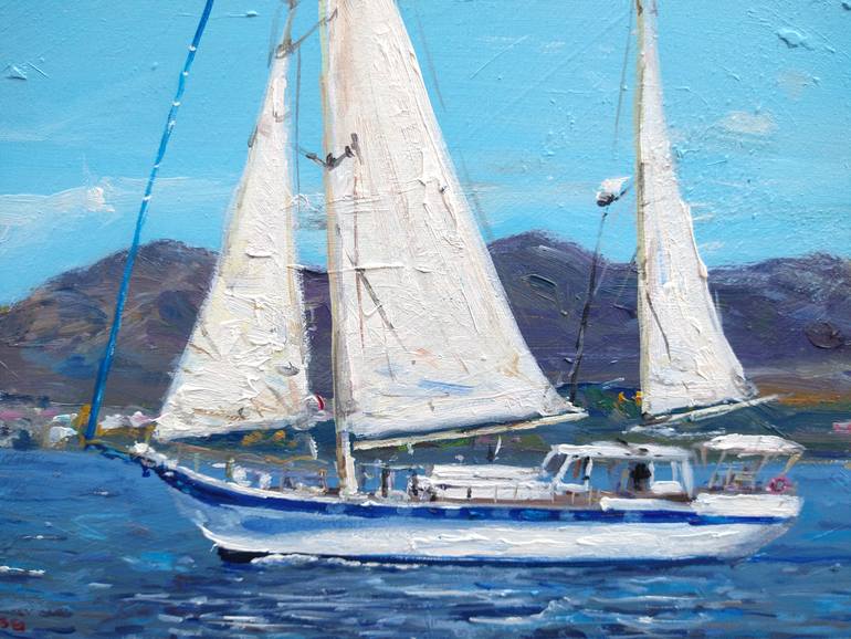 Original Figurative Sailboat Painting by Federico Tesei