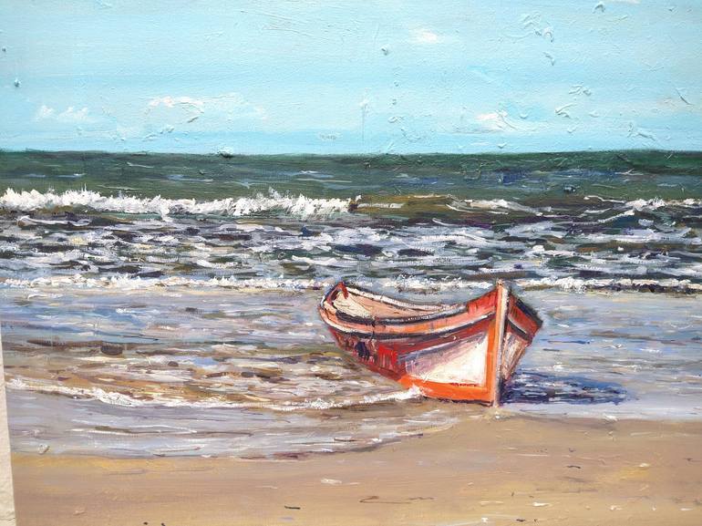 Boat in the beach Painting by Federico Tesei Saatchi Art