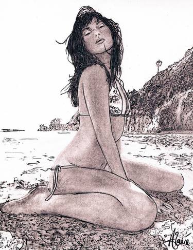 Print of Beach Drawings by Louis-Francois Alarie