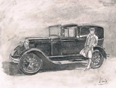 Print of Documentary Automobile Paintings by Louis-Francois Alarie