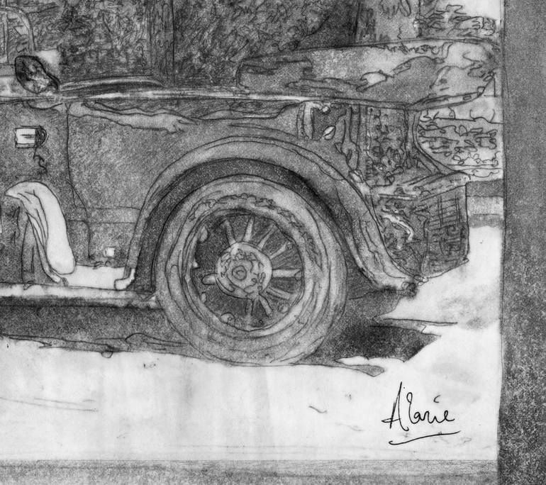 Original Documentary Automobile Painting by Louis-Francois Alarie
