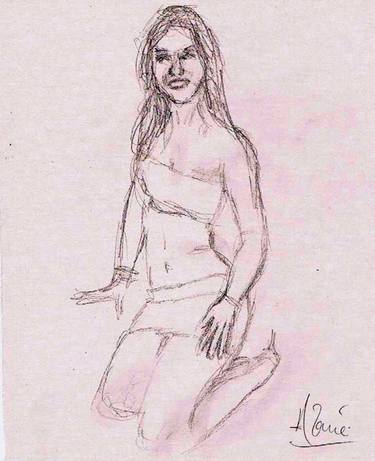 Original Expressionism Women Drawings by Louis-Francois Alarie
