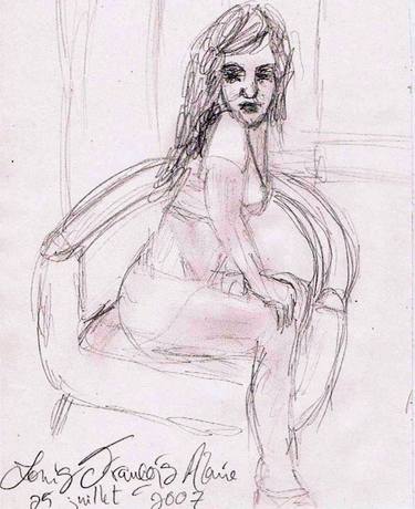 Original Documentary Women Drawings by Louis-Francois Alarie