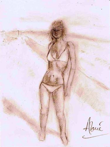 Original Documentary Beach Drawings by Louis-Francois Alarie