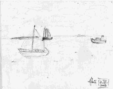 Original Seascape Drawings by Louis-Francois Alarie