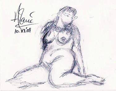 Original Documentary Nude Drawings by Louis-Francois Alarie