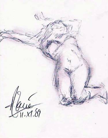 Original Nude Drawings by Louis-Francois Alarie