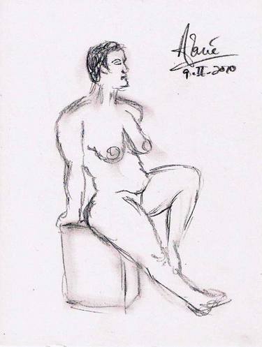 Original Nude Drawings by Louis-Francois Alarie