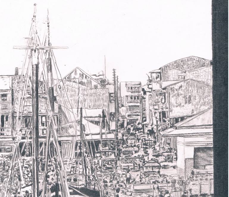 Original Documentary Travel Drawing by Louis-Francois Alarie