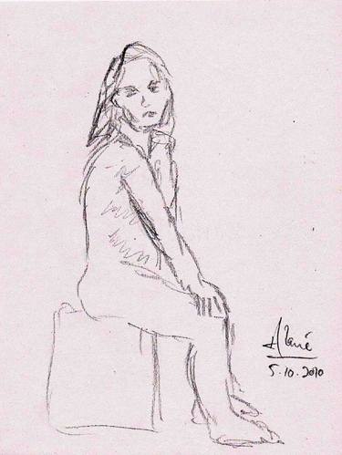 Original Nude Drawings by Louis-Francois Alarie