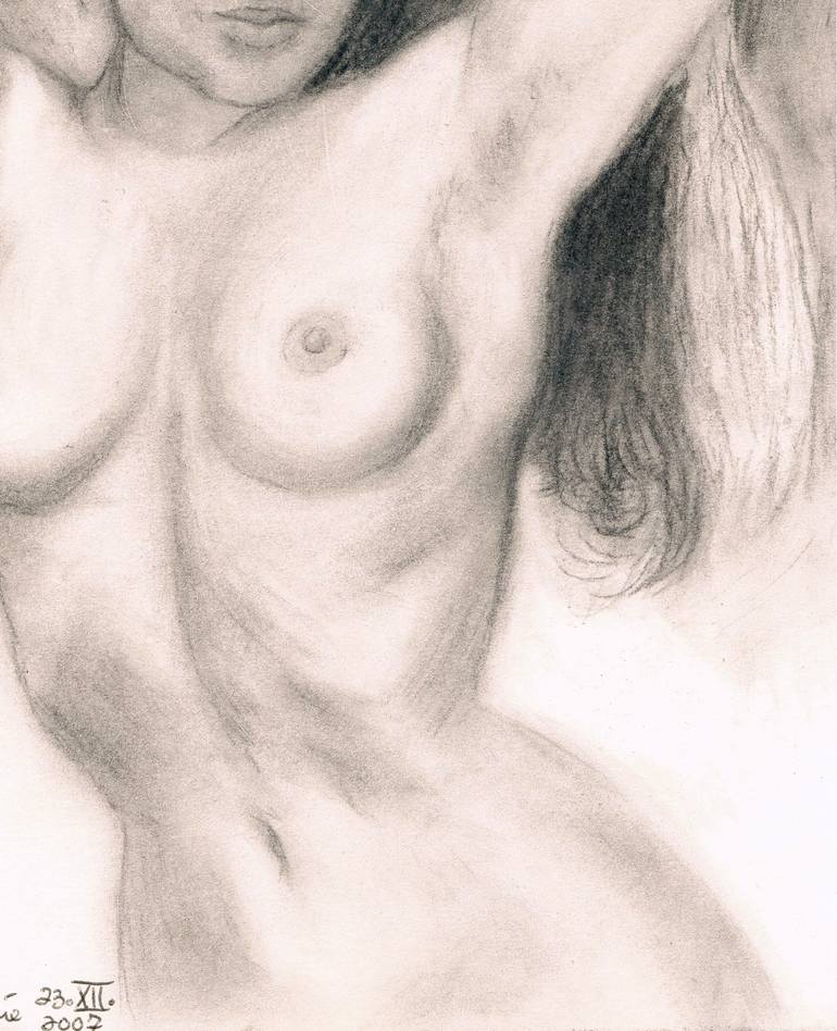 Original Documentary Nude Drawing by Louis-Francois Alarie