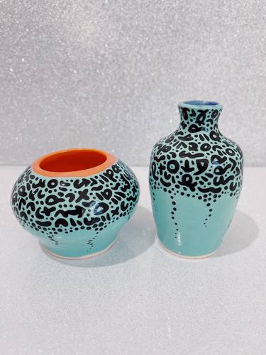 Small Aqua Bud Vase Set thumb