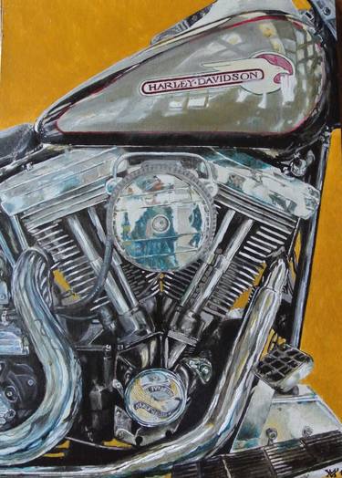 Print of Realism Motorcycle Paintings by Mauro Villa