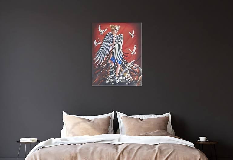 Original Art Deco Religion Painting by Carlos Xavier Duque Rangel