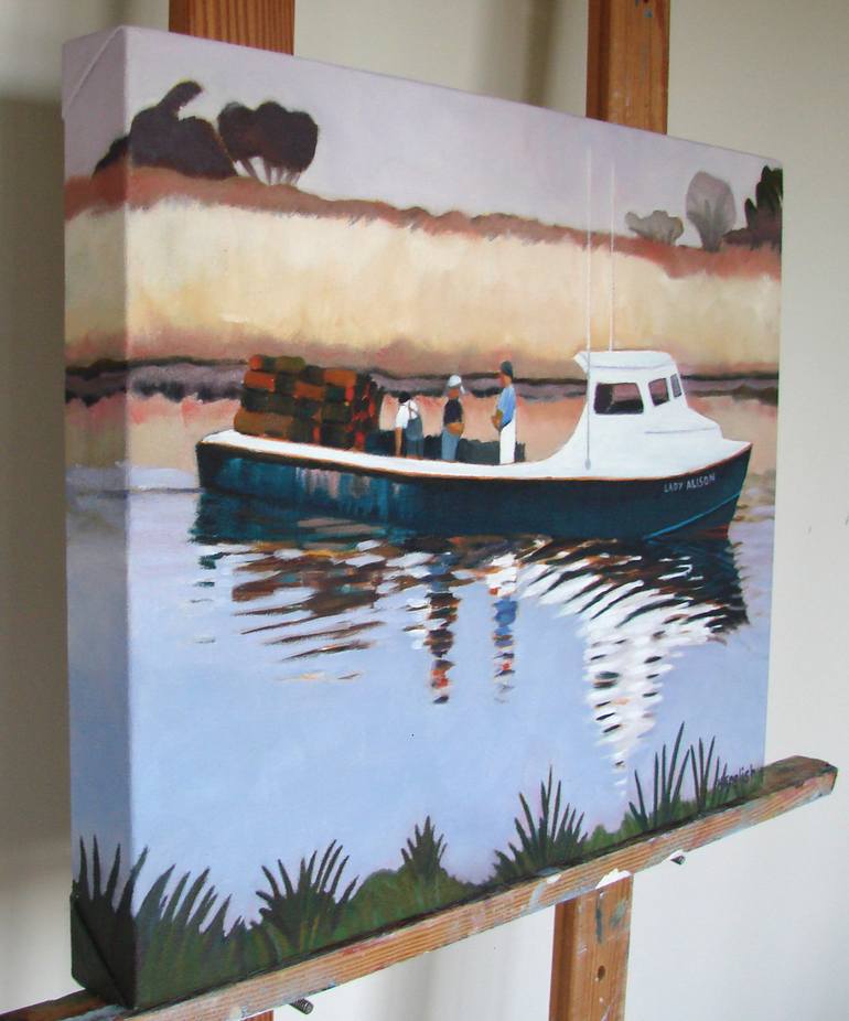 Original Abstract Boat Painting by Helene English
