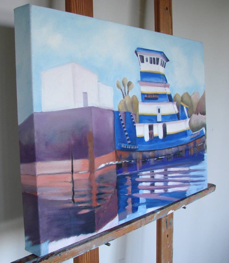 Original Abstract Boat Painting by Helene English