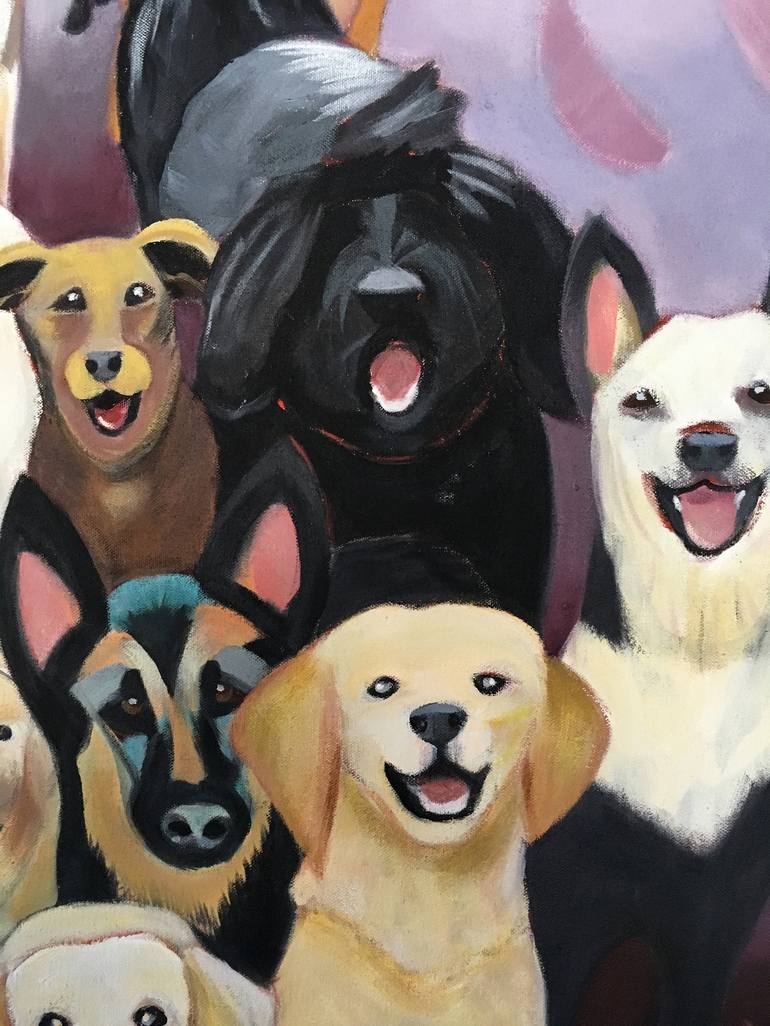 Original Figurative Dogs Painting by Helene English