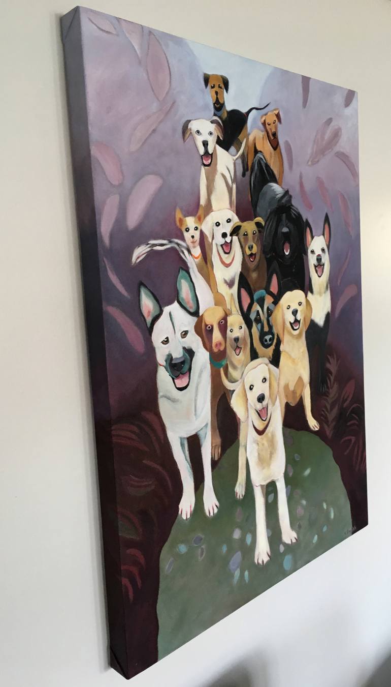 Original Dogs Painting by Helene English