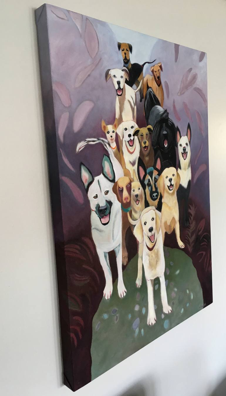 Original Figurative Dogs Painting by Helene English