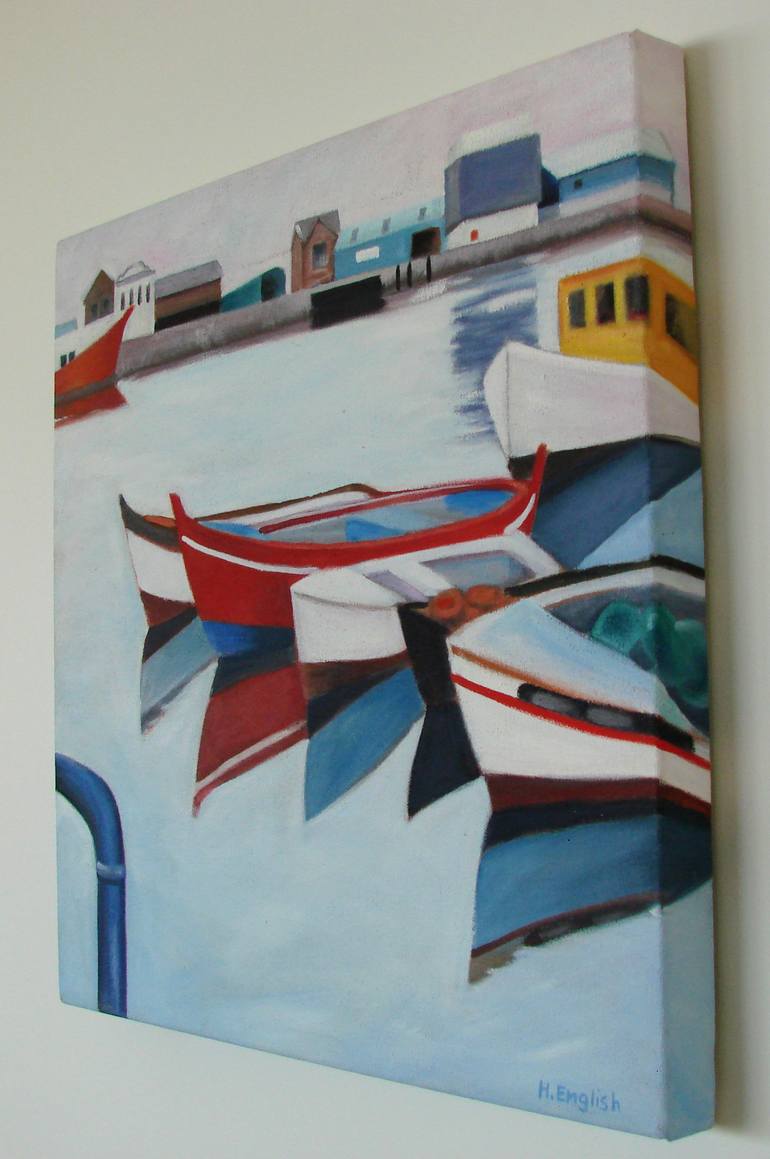 Original Abstract Boat Painting by Helene English