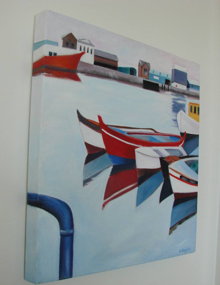 Original Abstract Boat Painting by Helene English