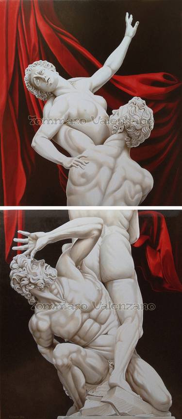 ''RATTO DELLE SABINE''-serie Echi al passato(Giambologna)di Tommaso Valenzano-Settembre 2014(olio su tela 87,5x200) thumb