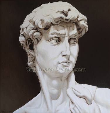 ''DAVID''-serie Echi al passato(Michelangelo)di Tommaso Valenzano-Gennaio 2014(olio su tela 100x100) thumb