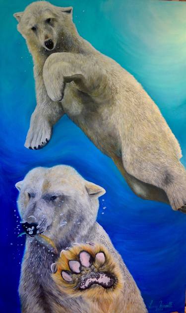 Polar Bears in aquamarine sea thumb