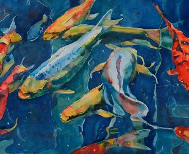 Print of Impressionism Fish Paintings by Bronwen Jones