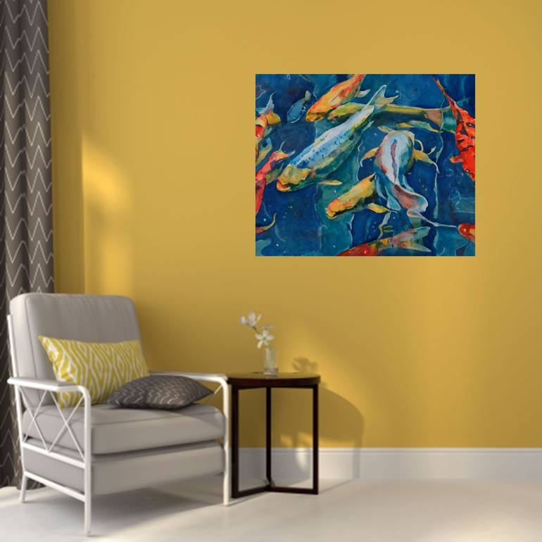 Original Impressionism Fish Painting by Bronwen Jones