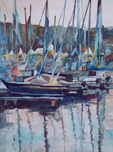 Print of Impressionism Boat Paintings by Bronwen Jones