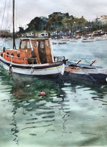 Original Fine Art Boat Paintings by Bronwen Jones