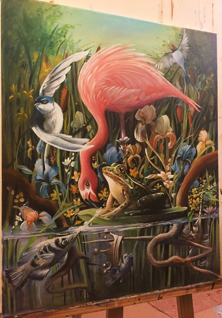 Original Surrealism Animal Painting by Valentina Toma' aka Zoe Chigi