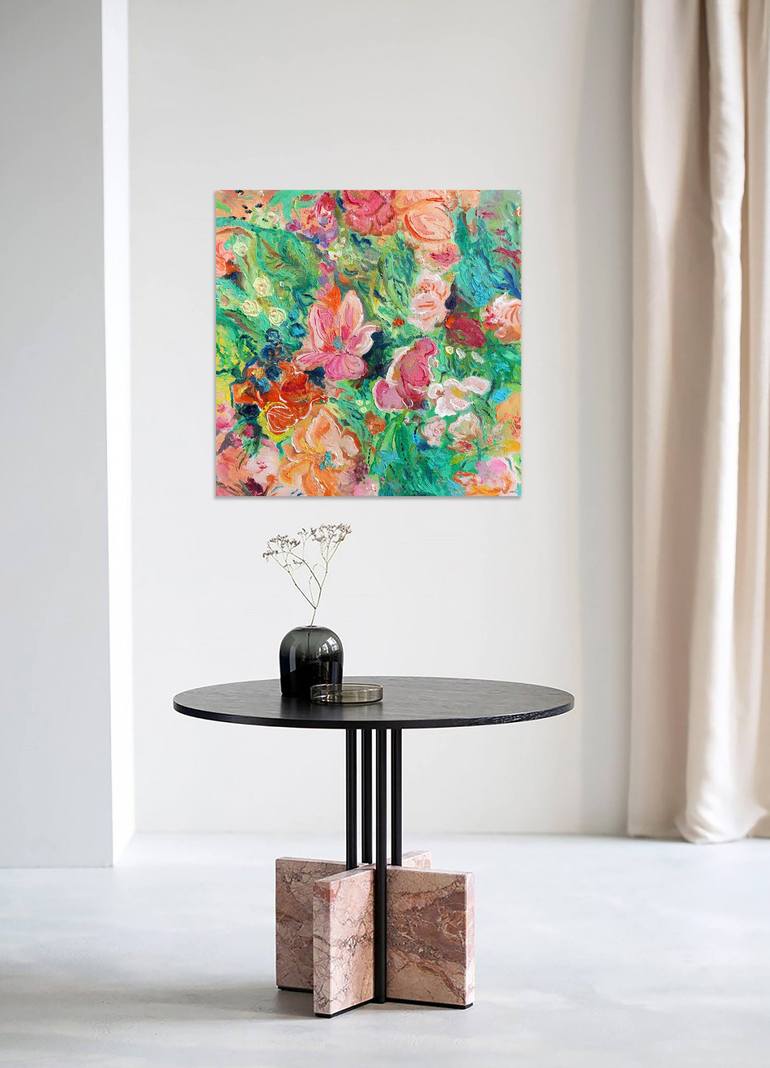 Original Abstract Floral Painting by Jie Song