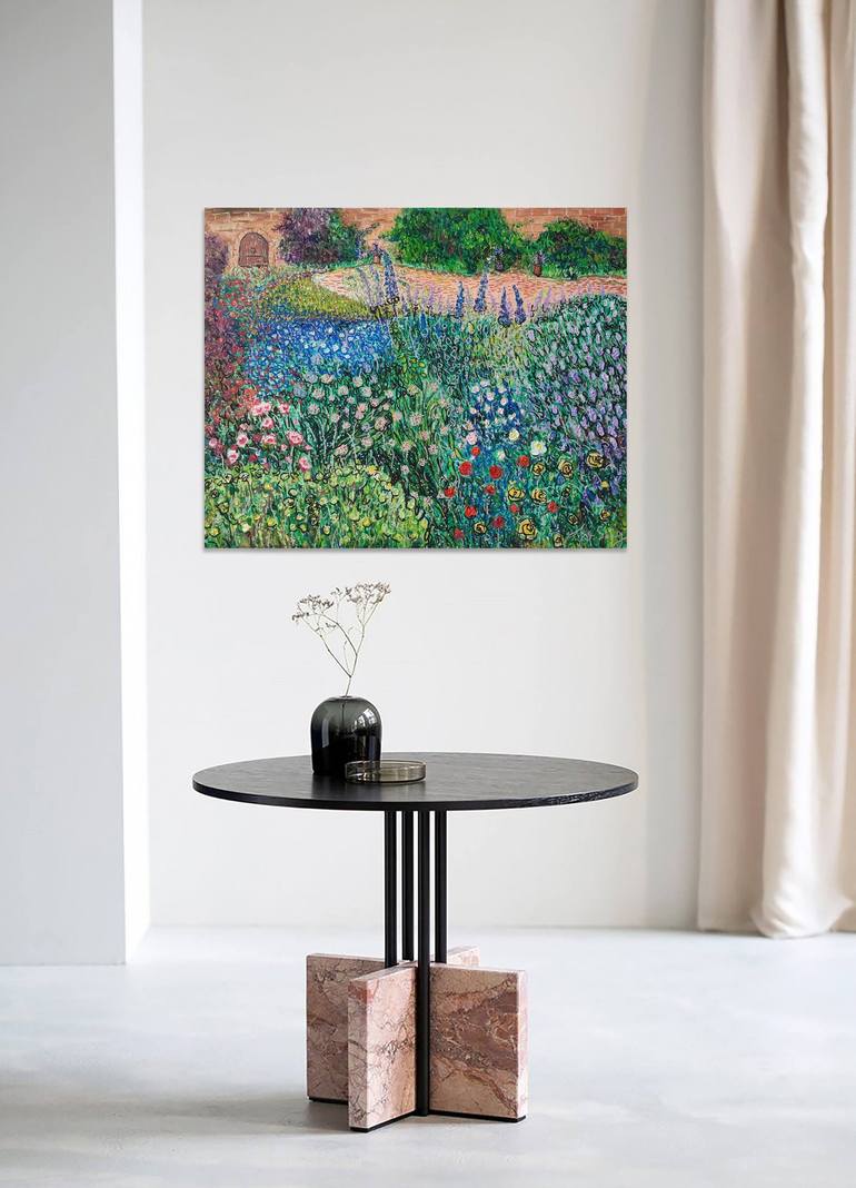 Original Impressionism Garden Painting by Jie Song