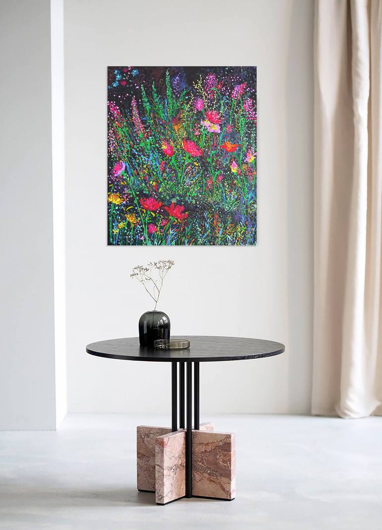 Original Abstract Floral Painting by Jie Song